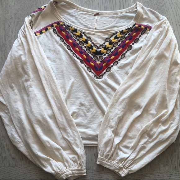 Free people embroidered long sleeve crop top size medium - Picture 10 of 10